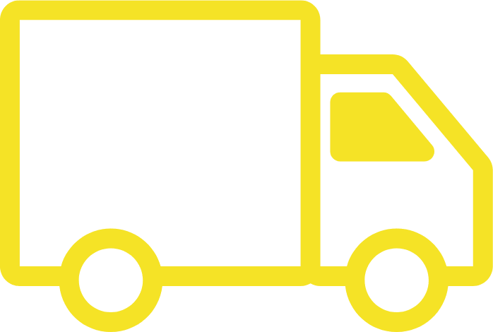 Delivery truck icon in yellow outline.