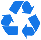 Recycling symbol icon in blue.