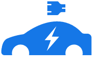 Electric car charging station with a blue car icon.