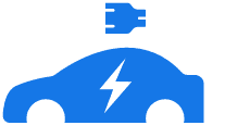 Electric car charging station with a blue car icon.